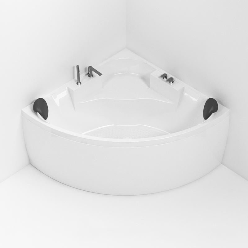 Modern Corner White Acrylic Bathtub Back to Wall with Drain and Massage Device Bath Tub Tub Only Tub with Gray 4-Piece Set Clearhalo 'Bathroom Remodel & Bathroom Fixtures' 'Bathtubs' 'Home Improvement' 'home_improvement' 'home_improvement_bathtubs' 'Showers & Bathtubs' 6401995