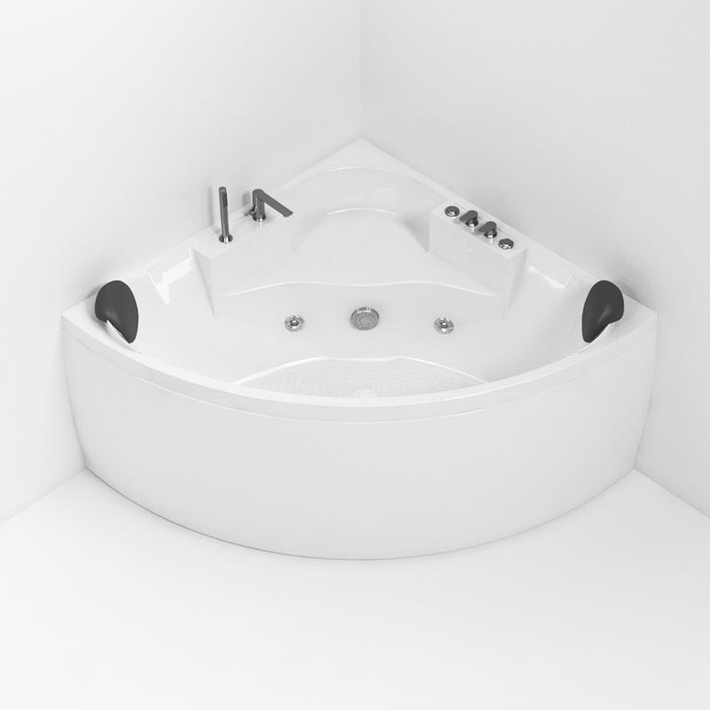 Modern Corner White Acrylic Bathtub Back to Wall with Drain and Massage Device Bath Tub Massage Tub with Gray 4-Piece Set Clearhalo 'Bathroom Remodel & Bathroom Fixtures' 'Bathtubs' 'Home Improvement' 'home_improvement' 'home_improvement_bathtubs' 'Showers & Bathtubs' 6402003