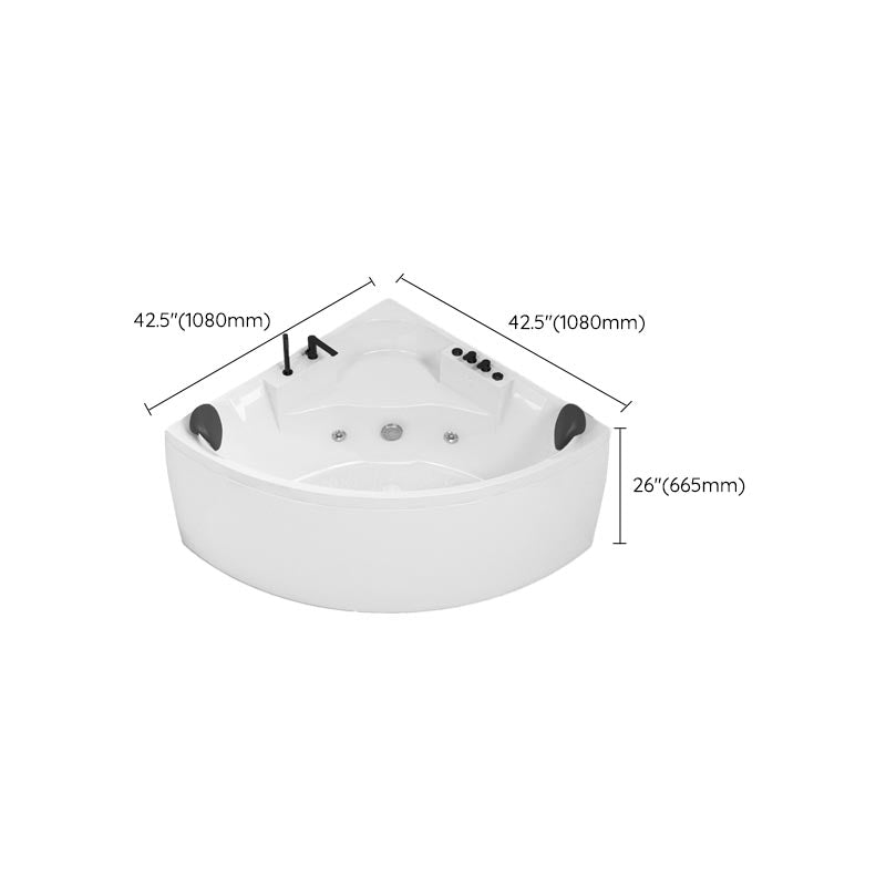 Modern Corner White Acrylic Bathtub Back to Wall with Drain and Massage Device Bath Tub Clearhalo 'Bathroom Remodel & Bathroom Fixtures' 'Bathtubs' 'Home Improvement' 'home_improvement' 'home_improvement_bathtubs' 'Showers & Bathtubs' 6402036