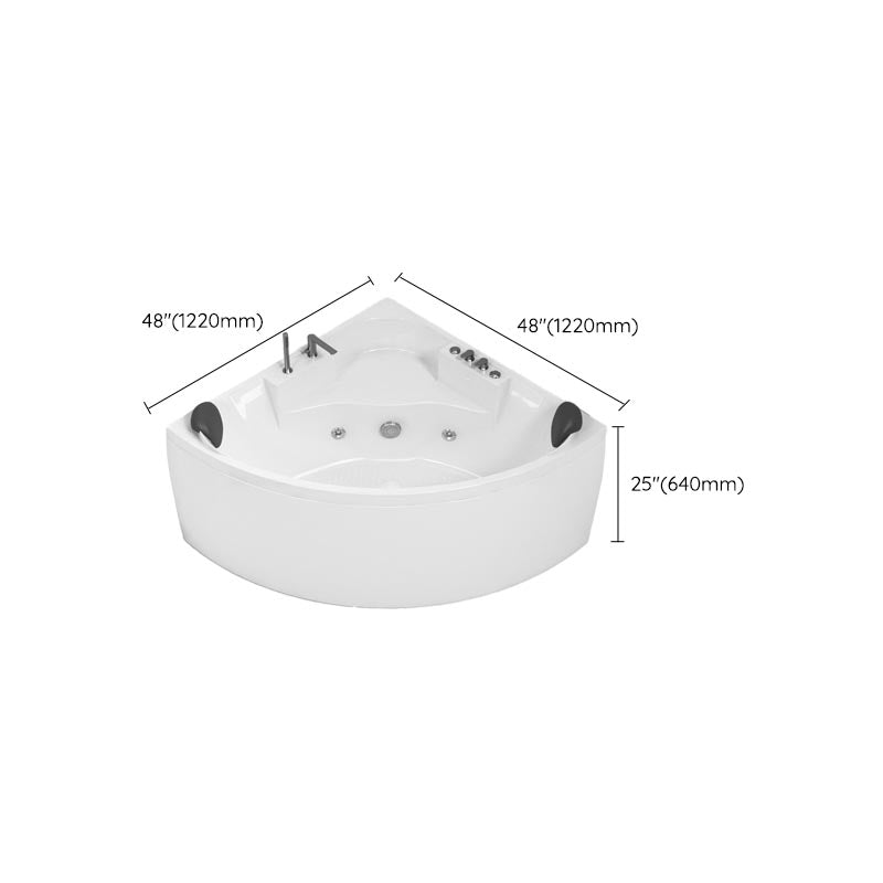 Modern Corner White Acrylic Bathtub Back to Wall with Drain and Massage Device Bath Tub Clearhalo 'Bathroom Remodel & Bathroom Fixtures' 'Bathtubs' 'Home Improvement' 'home_improvement' 'home_improvement_bathtubs' 'Showers & Bathtubs' 6402049