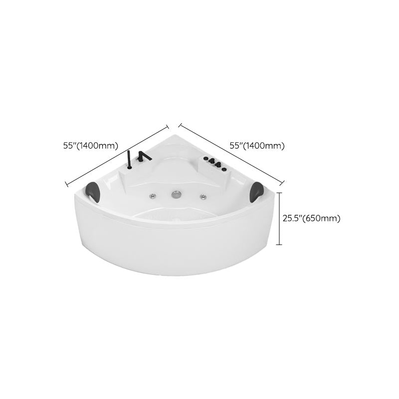 Modern Corner White Acrylic Bathtub Back to Wall with Drain and Massage Device Bath Tub Clearhalo 'Bathroom Remodel & Bathroom Fixtures' 'Bathtubs' 'Home Improvement' 'home_improvement' 'home_improvement_bathtubs' 'Showers & Bathtubs' 6402063