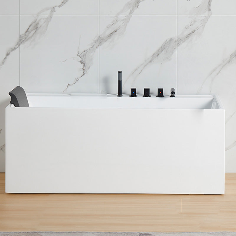 Modern White Rectangle Bathtub Acrylic Freestand Soaking Bathtub with Drain Bath Tub 47"L x 28"W x 23"H Right Tub with Black 5-Piece Set Clearhalo 'Bathroom Remodel & Bathroom Fixtures' 'Bathtubs' 'Home Improvement' 'home_improvement' 'home_improvement_bathtubs' 'Showers & Bathtubs' 6402155