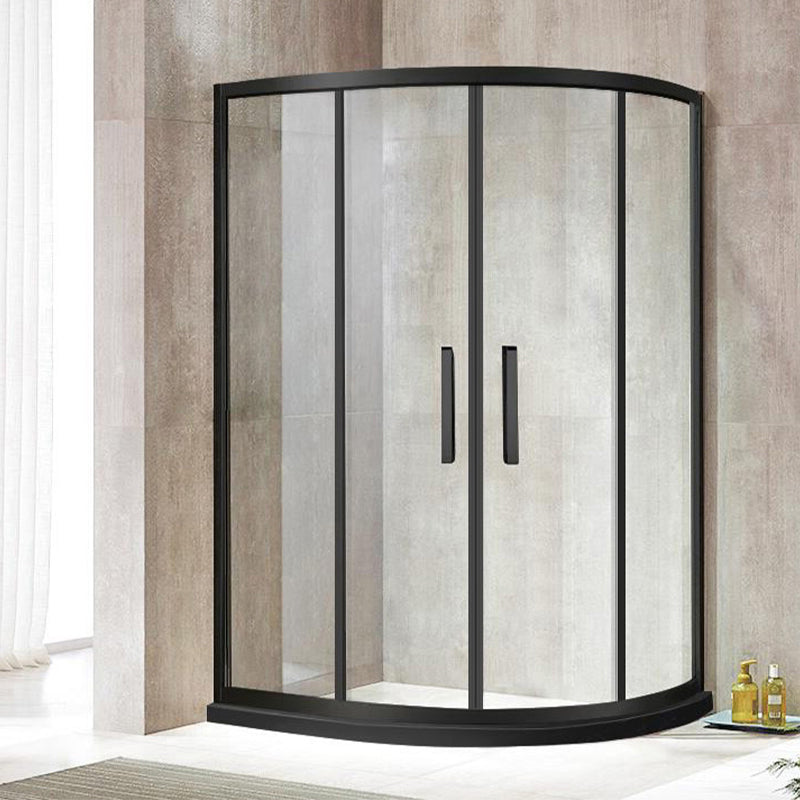 Round Double Sliding Shower Enclosure Corner Tempered Glass Shower Enclosure Left Clearhalo 'Bathroom Remodel & Bathroom Fixtures' 'Home Improvement' 'home_improvement' 'home_improvement_shower_stalls_enclosures' 'Shower Stalls & Enclosures' 'shower_stalls_enclosures' 'Showers & Bathtubs' 6407762