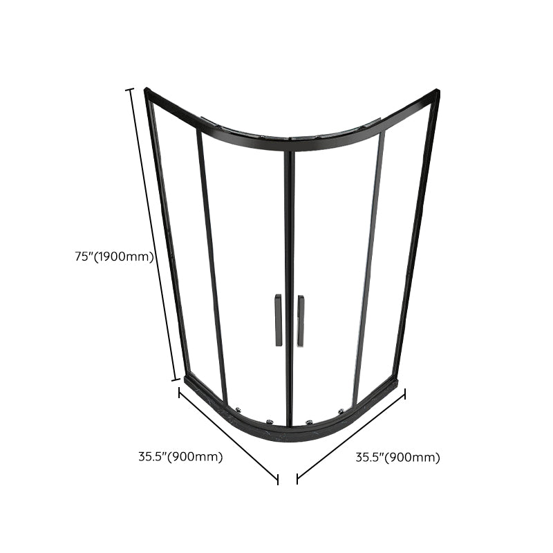 Round Double Sliding Shower Enclosure Corner Tempered Glass Shower Enclosure Clearhalo 'Bathroom Remodel & Bathroom Fixtures' 'Home Improvement' 'home_improvement' 'home_improvement_shower_stalls_enclosures' 'Shower Stalls & Enclosures' 'shower_stalls_enclosures' 'Showers & Bathtubs' 6407763