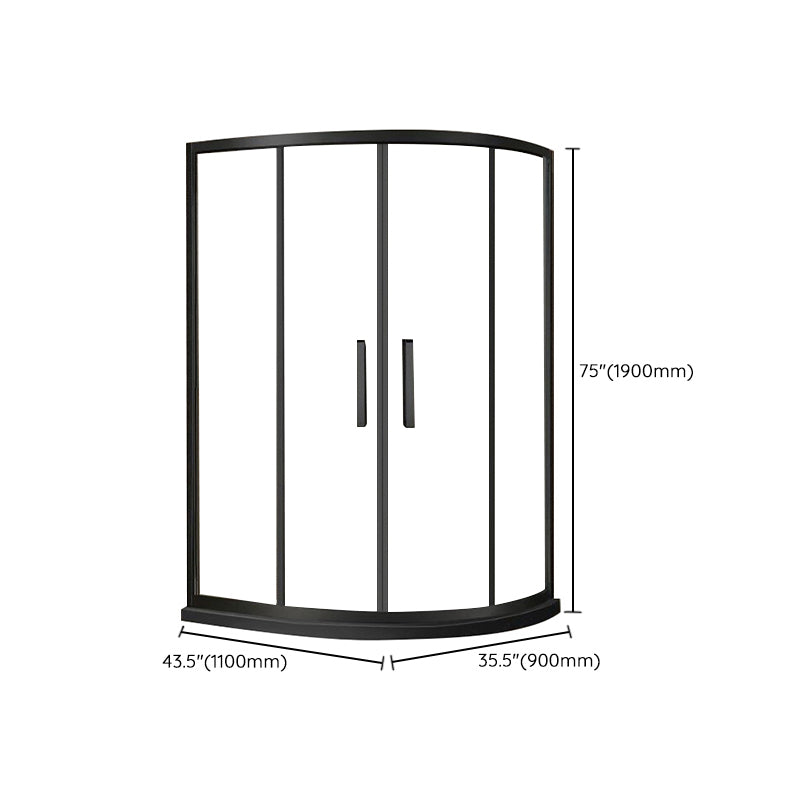 Round Double Sliding Shower Enclosure Corner Tempered Glass Shower Enclosure Clearhalo 'Bathroom Remodel & Bathroom Fixtures' 'Home Improvement' 'home_improvement' 'home_improvement_shower_stalls_enclosures' 'Shower Stalls & Enclosures' 'shower_stalls_enclosures' 'Showers & Bathtubs' 6407769