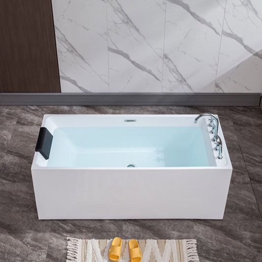 Modern White Rectangle Acrylic Bathtub Freestanding Soaking Bathtub with Drain Bath Tub Clearhalo 'Bathroom Remodel & Bathroom Fixtures' 'Bathtubs' 'Home Improvement' 'home_improvement' 'home_improvement_bathtubs' 'Showers & Bathtubs' 6413542