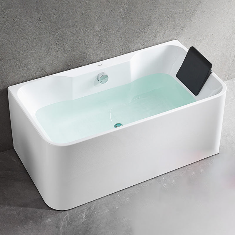 Modern White Rectangle Bathtub Acrylic Back to Wall with Drain Bath Tub Tub Clearhalo 'Bathroom Remodel & Bathroom Fixtures' 'Bathtubs' 'Home Improvement' 'home_improvement' 'home_improvement_bathtubs' 'Showers & Bathtubs' 6413582