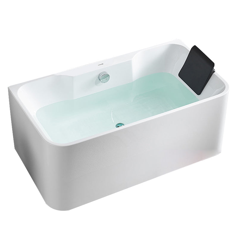 Modern White Rectangle Bathtub Acrylic Back to Wall with Drain Bath Tub Clearhalo 'Bathroom Remodel & Bathroom Fixtures' 'Bathtubs' 'Home Improvement' 'home_improvement' 'home_improvement_bathtubs' 'Showers & Bathtubs' 6413587