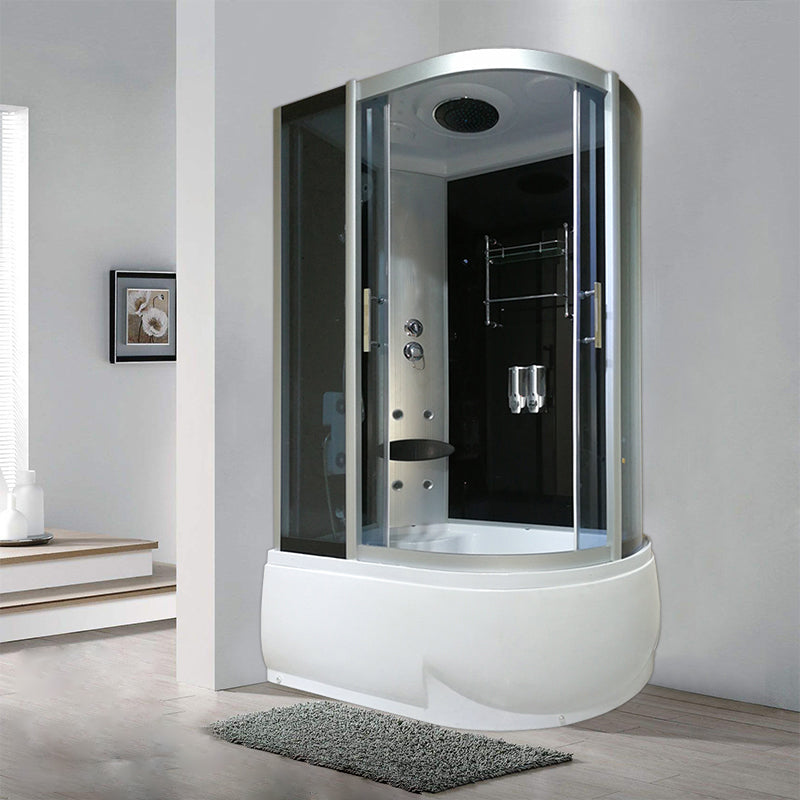 Double Sliding Tub & Shower Kit Home Tempered Glass Tub & Shower Kit Left Black Clearhalo 'Bathroom Remodel & Bathroom Fixtures' 'Home Improvement' 'home_improvement' 'home_improvement_shower_stalls_enclosures' 'Shower Stalls & Enclosures' 'shower_stalls_enclosures' 'Showers & Bathtubs' 6415940