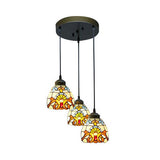 Victorian Domed Multi Light Pendants Stained Glass 3 Lights Hanging Pendant in White for Dining Room Clearhalo 'Ceiling Lights' 'Industrial' 'Middle Century Pendants' 'Pendant Lights' 'Pendants' 'Tiffany close to ceiling' 'Tiffany Pendants' 'Tiffany' Lighting' 64161