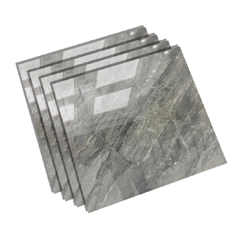 Square Glazed Floor Tile Straight Edge Polished Design Floor Tile Black-Gray Clearhalo 'Floor Tiles & Wall Tiles' 'floor_tiles_wall_tiles' 'Flooring 'Home Improvement' 'home_improvement' 'home_improvement_floor_tiles_wall_tiles' Walls and Ceiling' 6416242