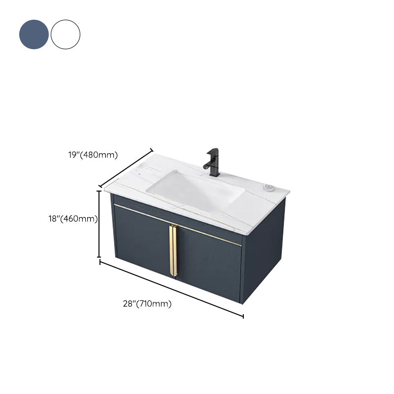 Modern Wall-Mounted Bathroom Sink Vanity Stainless Steel Vanity with Soft Close Door Clearhalo 'Bathroom Remodel & Bathroom Fixtures' 'Bathroom Vanities' 'bathroom_vanities' 'Home Improvement' 'home_improvement' 'home_improvement_bathroom_vanities' 6416649