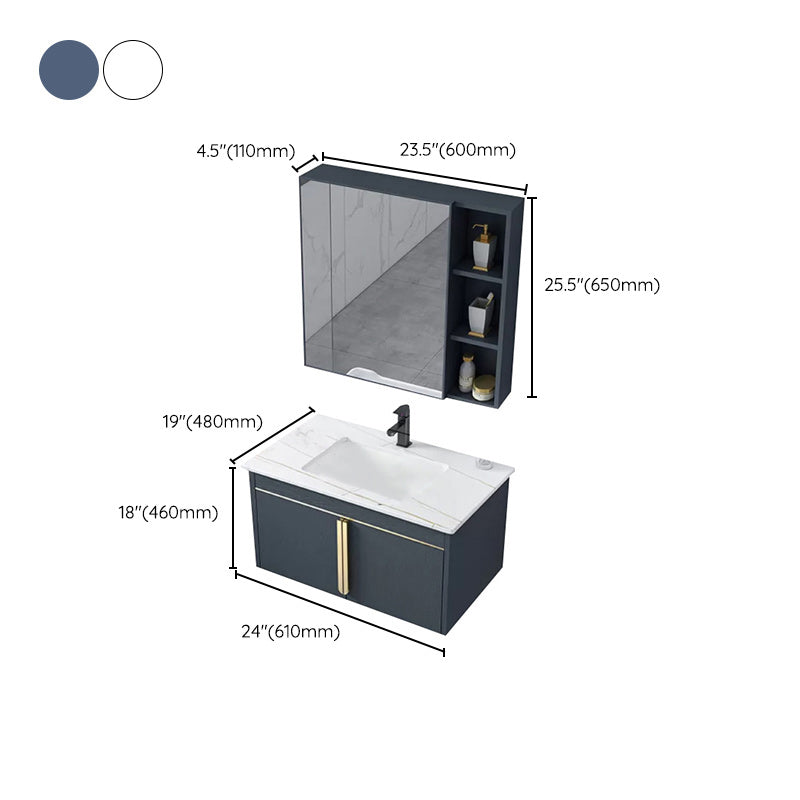 Modern Wall-Mounted Bathroom Sink Vanity Stainless Steel Vanity with Soft Close Door Clearhalo 'Bathroom Remodel & Bathroom Fixtures' 'Bathroom Vanities' 'bathroom_vanities' 'Home Improvement' 'home_improvement' 'home_improvement_bathroom_vanities' 6416654