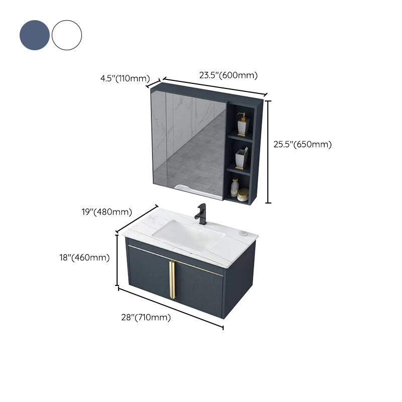 Modern Wall-Mounted Bathroom Sink Vanity Stainless Steel Vanity with Soft Close Door Clearhalo 'Bathroom Remodel & Bathroom Fixtures' 'Bathroom Vanities' 'bathroom_vanities' 'Home Improvement' 'home_improvement' 'home_improvement_bathroom_vanities' 6416655