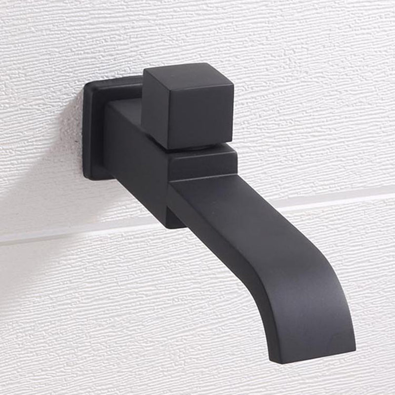 Contemporary Wall Mounted Bathroom Faucet Knob Handle Solid Brass Square Faucet Clearhalo 'Bathroom Remodel & Bathroom Fixtures' 'Bathroom Sink Faucets' 'Bathroom Sinks & Faucet Components' 'bathroom_sink_faucets' 'Home Improvement' 'home_improvement' 'home_improvement_bathroom_sink_faucets' 6416937