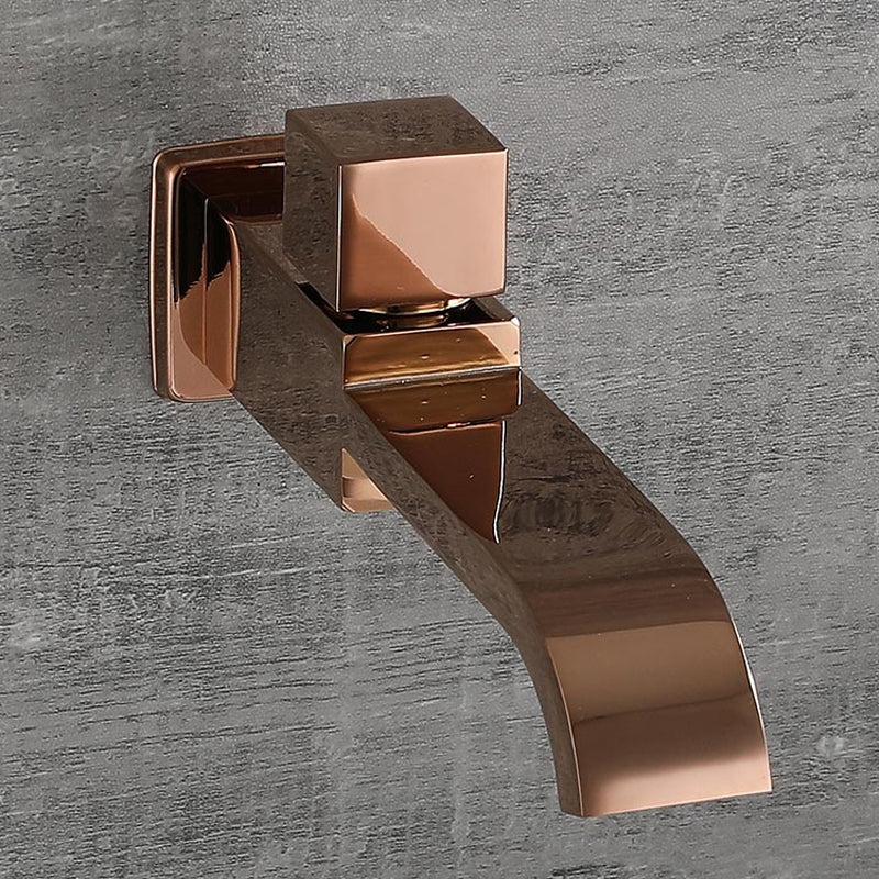 Contemporary Wall Mounted Bathroom Faucet Knob Handle Solid Brass Square Faucet Clearhalo 'Bathroom Remodel & Bathroom Fixtures' 'Bathroom Sink Faucets' 'Bathroom Sinks & Faucet Components' 'bathroom_sink_faucets' 'Home Improvement' 'home_improvement' 'home_improvement_bathroom_sink_faucets' 6416939