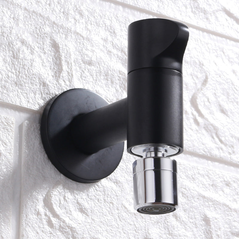 Contemporary Wall Mounted Bathroom Faucet Knob Handle Solid Brass Circular Faucet Black Round Clearhalo 'Bathroom Remodel & Bathroom Fixtures' 'Bathroom Sink Faucets' 'Bathroom Sinks & Faucet Components' 'bathroom_sink_faucets' 'Home Improvement' 'home_improvement' 'home_improvement_bathroom_sink_faucets' 6416955