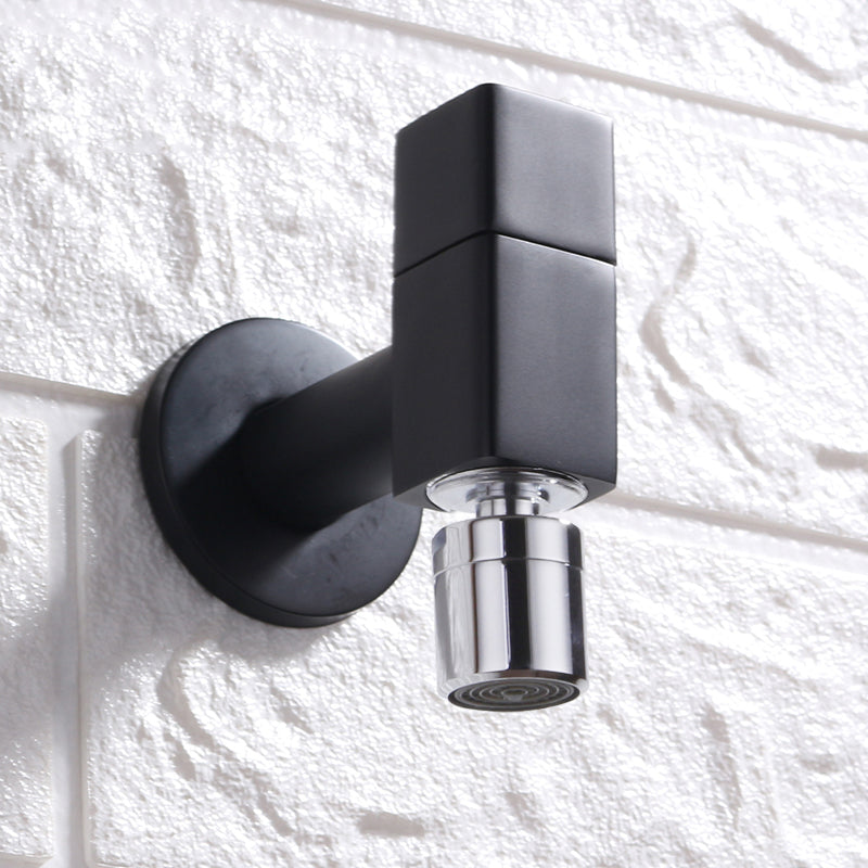 Contemporary Wall Mounted Bathroom Faucet Knob Handle Solid Brass Circular Faucet Black Square Clearhalo 'Bathroom Remodel & Bathroom Fixtures' 'Bathroom Sink Faucets' 'Bathroom Sinks & Faucet Components' 'bathroom_sink_faucets' 'Home Improvement' 'home_improvement' 'home_improvement_bathroom_sink_faucets' 6416965