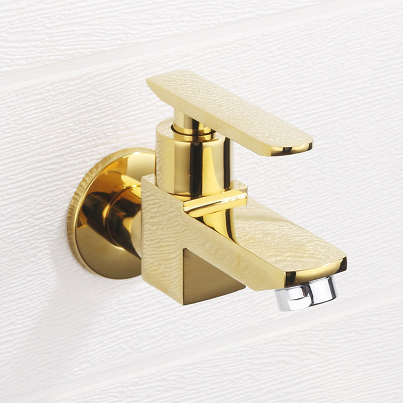 Contemporary Wall Mounted Bathroom Faucet Lever Handles Solid Brass Faucet Gold Clearhalo 'Bathroom Remodel & Bathroom Fixtures' 'Bathroom Sink Faucets' 'Bathroom Sinks & Faucet Components' 'bathroom_sink_faucets' 'Home Improvement' 'home_improvement' 'home_improvement_bathroom_sink_faucets' 6416981