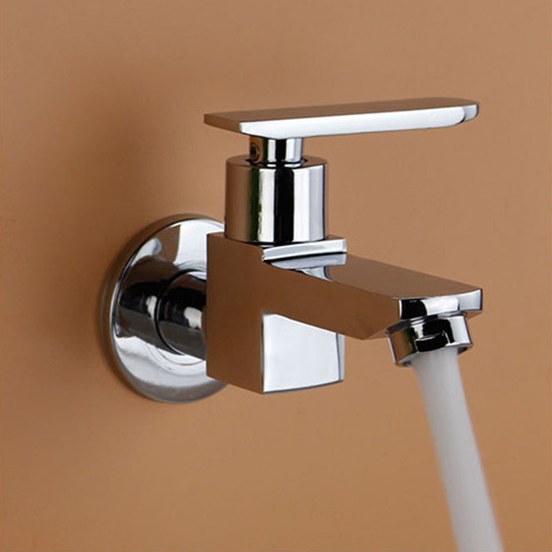 Contemporary Wall Mounted Bathroom Faucet Lever Handles Solid Brass Faucet Clearhalo 'Bathroom Remodel & Bathroom Fixtures' 'Bathroom Sink Faucets' 'Bathroom Sinks & Faucet Components' 'bathroom_sink_faucets' 'Home Improvement' 'home_improvement' 'home_improvement_bathroom_sink_faucets' 6416982