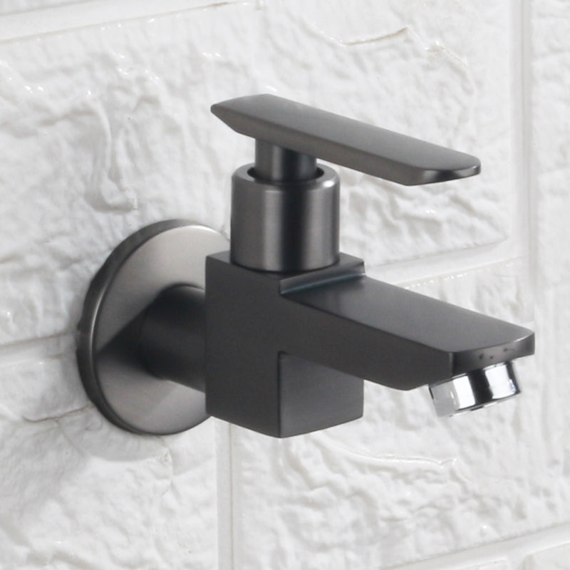Contemporary Wall Mounted Bathroom Faucet Lever Handles Solid Brass Faucet Silver Gray Clearhalo 'Bathroom Remodel & Bathroom Fixtures' 'Bathroom Sink Faucets' 'Bathroom Sinks & Faucet Components' 'bathroom_sink_faucets' 'Home Improvement' 'home_improvement' 'home_improvement_bathroom_sink_faucets' 6416985