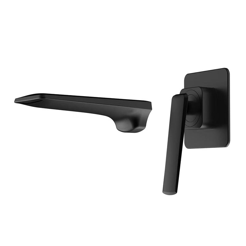 Wall Mounted Bathroom Faucets Glam Style Lever Handles Faucets Negro Clearhalo 'bathroom_sink_faucets' 'Conjunta de Baño y Conjunta de Grifo' 'Coronamiento de Baño y Dispositivo de Baño' 'Grifo del lavabo del baño' 'Hogar' 'home_improvement' 'home_improvement_bathroom_sink_faucets' 'Mejoras para el hogar' 6416996