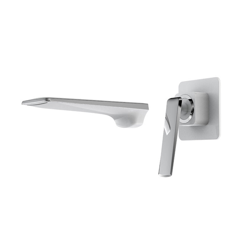 Wall Mounted Bathroom Faucets Glam Style Lever Handles Faucets Silvery White Clearhalo 'bathroom_sink_faucets' 'Conjunta de Baño y Conjunta de Grifo' 'Coronamiento de Baño y Dispositivo de Baño' 'Grifo del lavabo del baño' 'Hogar' 'home_improvement' 'home_improvement_bathroom_sink_faucets' 'Mejoras para el hogar' 6417001