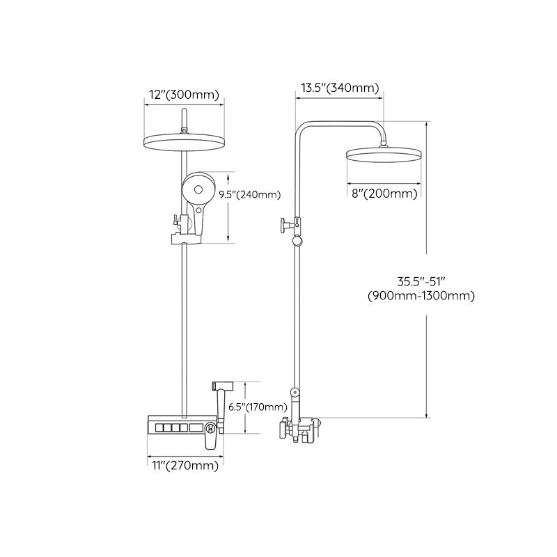 Wall Mounted Shower Arm Shower Faucet Metal Shower System with Slide Bar in White Clearhalo 'Bathroom Remodel & Bathroom Fixtures' 'Home Improvement' 'home_improvement' 'home_improvement_shower_faucets' 'Shower Faucets & Systems' 'shower_faucets' 'Showers & Bathtubs Plumbing' 'Showers & Bathtubs' 6417120