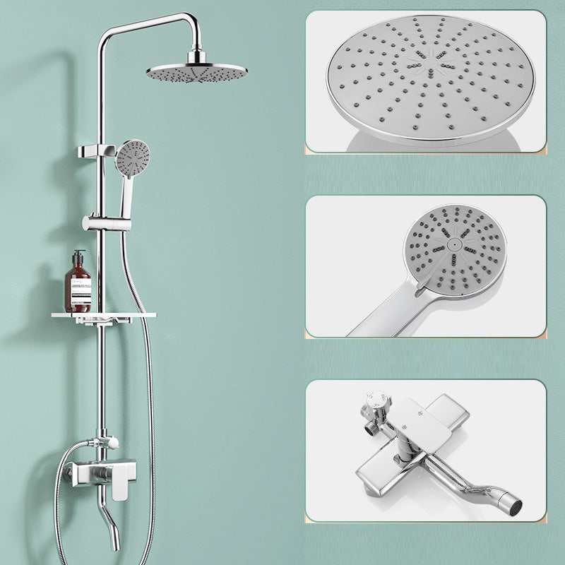 Modern Pressure Balanced Diverter Valve Shower Metal Shower Head Shower Faucet On Wall Round 3 Clearhalo 'Bathroom Remodel & Bathroom Fixtures' 'Home Improvement' 'home_improvement' 'home_improvement_shower_faucets' 'Shower Faucets & Systems' 'shower_faucets' 'Showers & Bathtubs Plumbing' 'Showers & Bathtubs' 6417149