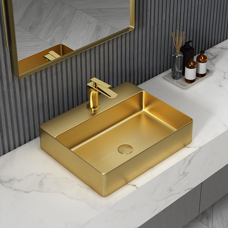 Modern Bathroom Sink Rectangular Bathroom Sink with Basin and Faucet Clearhalo 'Bathroom Remodel & Bathroom Fixtures' 'Bathroom Sinks & Faucet Components' 'Bathroom Sinks' 'bathroom_sink' 'Home Improvement' 'home_improvement' 'home_improvement_bathroom_sink' 6417411