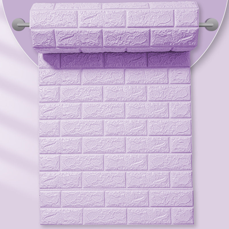 Modern Wall Ceiling Upholstered Self-Adhesive 3D Embossed Waterproof Wainscoting Purple Clearhalo 'Flooring 'Home Improvement' 'home_improvement' 'home_improvement_wall_paneling' 'Wall Paneling' 'wall_paneling' 'Walls & Ceilings' Walls and Ceiling' 6417647