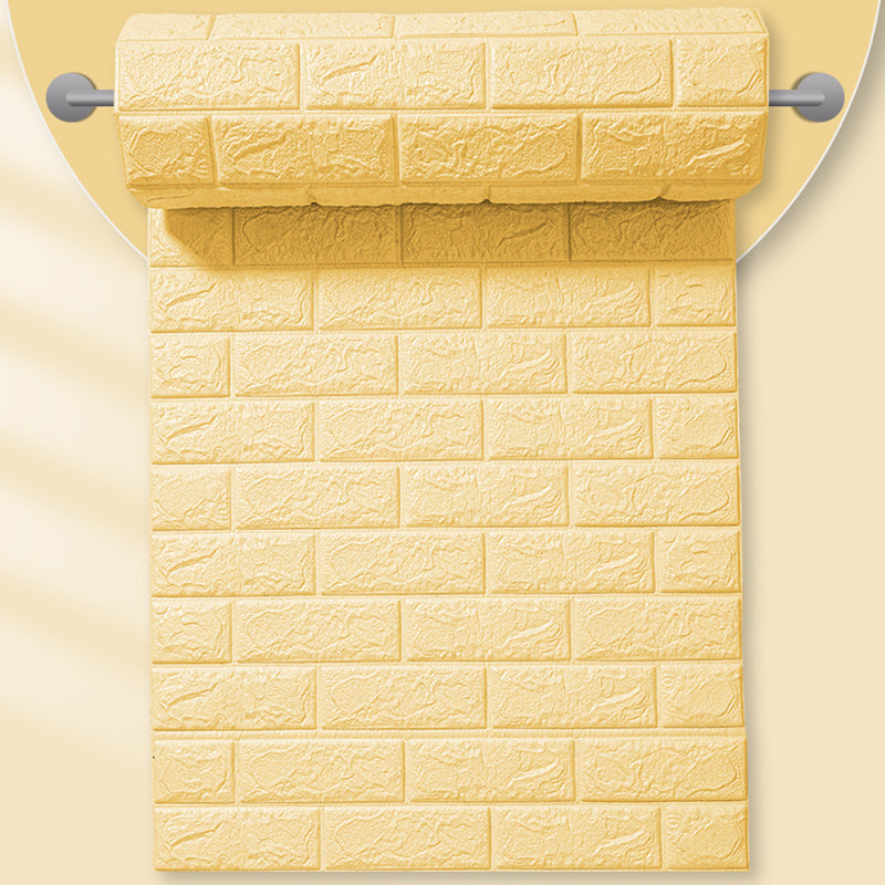 Modern Wall Ceiling Upholstered Self-Adhesive 3D Embossed Waterproof Wainscoting Yellow Clearhalo 'Flooring 'Home Improvement' 'home_improvement' 'home_improvement_wall_paneling' 'Wall Paneling' 'wall_paneling' 'Walls & Ceilings' Walls and Ceiling' 6417648