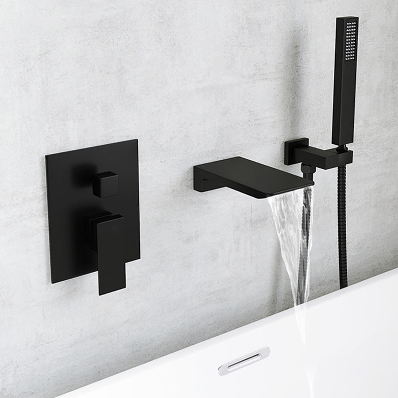 Modern Wall Mounted Metal Tub Filler Single Handle Bathroom Faucet Clearhalo 'Bathroom Remodel & Bathroom Fixtures' 'Bathtub Faucets' 'bathtub_faucets' 'Home Improvement' 'home_improvement' 'home_improvement_bathtub_faucets' 6417683