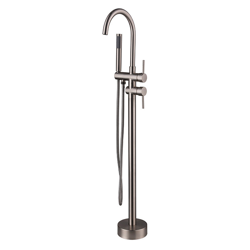 Modern Floor Mounted Metal Freestanding Tub Filler Freestanding High Arc Tub Filler Trim Clearhalo 'Bathroom Remodel & Bathroom Fixtures' 'Bathtub Faucets' 'bathtub_faucets' 'Home Improvement' 'home_improvement' 'home_improvement_bathtub_faucets' 6417701