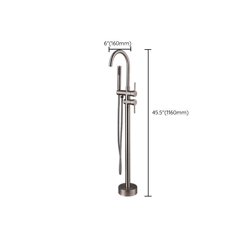 Modern Floor Mounted Metal Freestanding Tub Filler Freestanding High Arc Tub Filler Trim Clearhalo 'Bathroom Remodel & Bathroom Fixtures' 'Bathtub Faucets' 'bathtub_faucets' 'Home Improvement' 'home_improvement' 'home_improvement_bathtub_faucets' 6417708