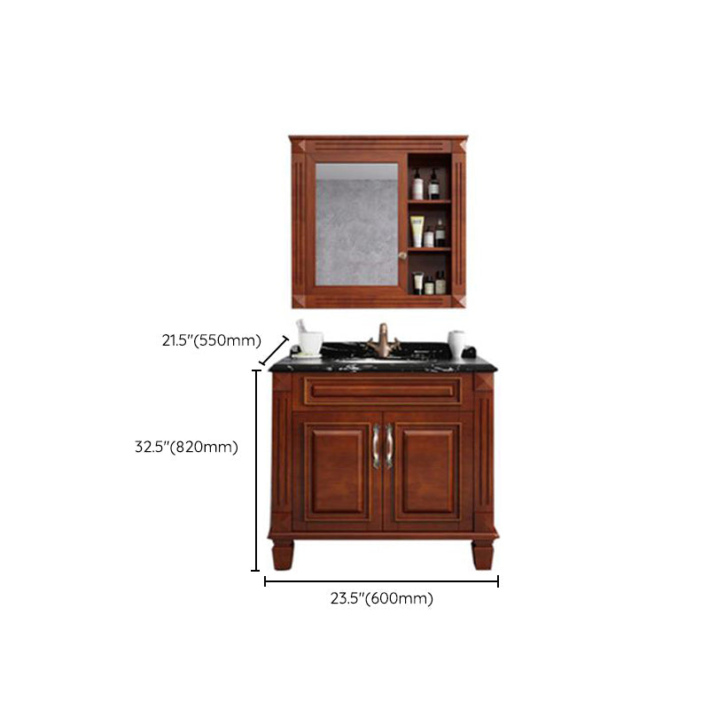 Traditional Wooden Sink Vanity Mirror Cabinet Vanity Cabinet with Storage Shelving Clearhalo 'Bathroom Remodel & Bathroom Fixtures' 'Bathroom Vanities' 'bathroom_vanities' 'Home Improvement' 'home_improvement' 'home_improvement_bathroom_vanities' 6417734