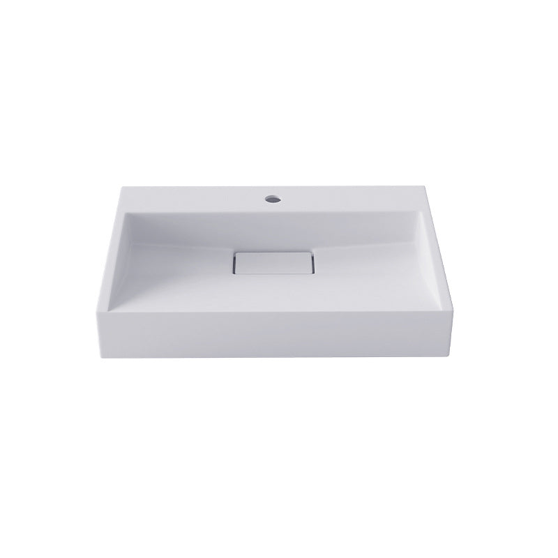 Modern Stone Bathroom Sink Square No Craftsmanship Bathroom Sink 27.6"L x 18.1"W x 4.3"H Beige 1 Hole Faucets Clearhalo 'Bathroom Remodel & Bathroom Fixtures' 'Bathroom Sinks & Faucet Components' 'Bathroom Sinks' 'bathroom_sink' 'Home Improvement' 'home_improvement' 'home_improvement_bathroom_sink' 6418021