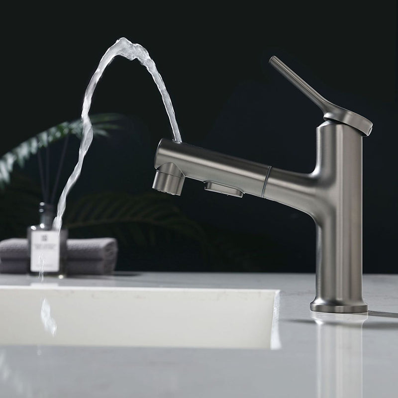 Modern Vessel Sink Faucet Copper Single Handle Low Arc Vessel Faucet for Bathroom Clearhalo 'Bathroom Remodel & Bathroom Fixtures' 'Bathroom Sink Faucets' 'Bathroom Sinks & Faucet Components' 'bathroom_sink_faucets' 'Home Improvement' 'home_improvement' 'home_improvement_bathroom_sink_faucets' 6423094