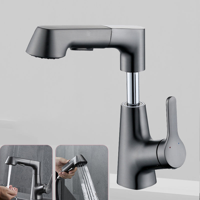 Modern Sink Faucet Solid Color Copper Centerset Bathroom Faucet Grey Clearhalo 'Bathroom Remodel & Bathroom Fixtures' 'Bathroom Sink Faucets' 'Bathroom Sinks & Faucet Components' 'bathroom_sink_faucets' 'Home Improvement' 'home_improvement' 'home_improvement_bathroom_sink_faucets' 6423103