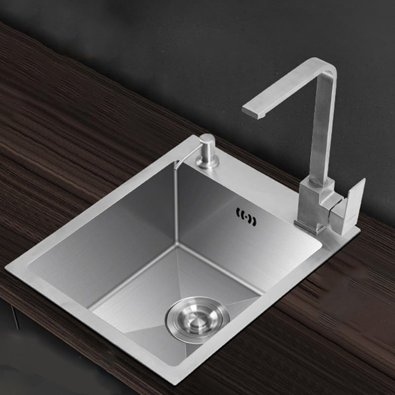 Modern Style Kitchen Sink Stainless Steel Dirt Resistant 1 Holes Drop-In Kitchen Sink Clearhalo 'Home Improvement' 'home_improvement' 'home_improvement_kitchen_sinks' 'Kitchen Remodel & Kitchen Fixtures' 'Kitchen Sinks & Faucet Components' 'Kitchen Sinks' 'kitchen_sinks' 6423363