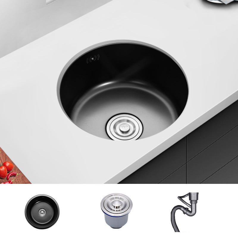 Contemporary Style Kitchen Sink Round Stainless Steel 1 Holes Kitchen Sink Sink Only None Clearhalo 'Home Improvement' 'home_improvement' 'home_improvement_kitchen_sinks' 'Kitchen Remodel & Kitchen Fixtures' 'Kitchen Sinks & Faucet Components' 'Kitchen Sinks' 'kitchen_sinks' 6423400