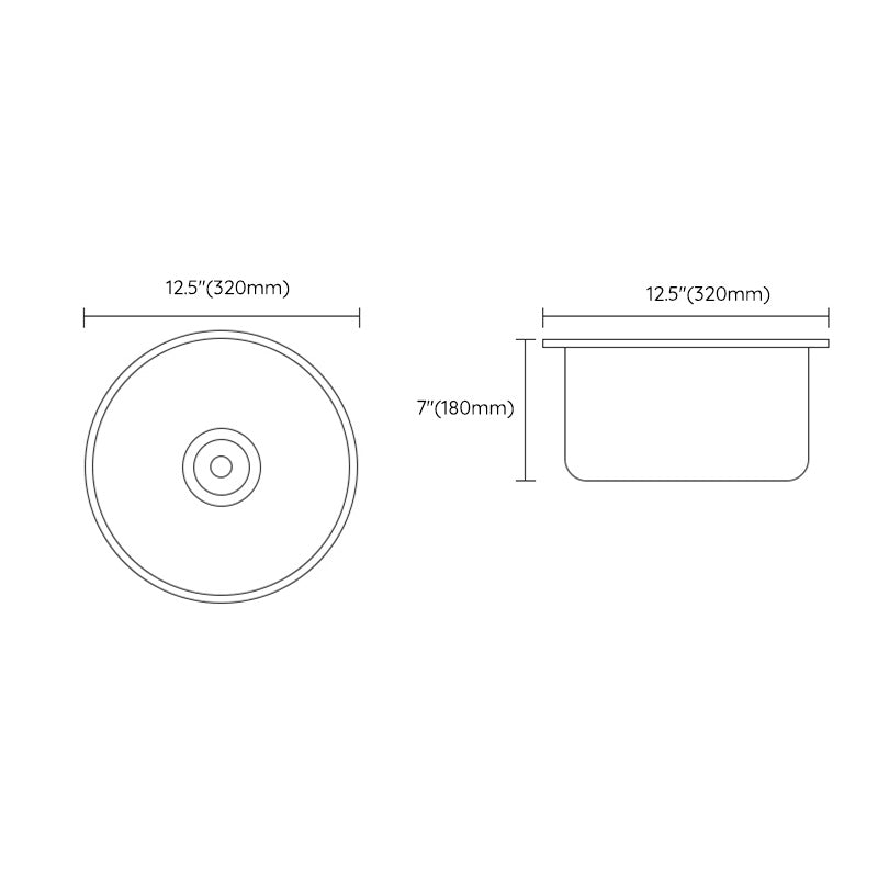 Contemporary Style Kitchen Sink Round Stainless Steel 1 Holes Kitchen Sink Clearhalo 'Home Improvement' 'home_improvement' 'home_improvement_kitchen_sinks' 'Kitchen Remodel & Kitchen Fixtures' 'Kitchen Sinks & Faucet Components' 'Kitchen Sinks' 'kitchen_sinks' 6423415