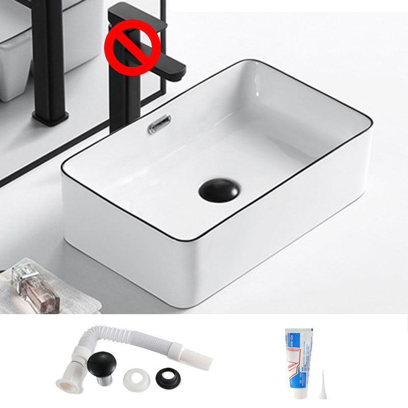 Modern Vessel Bathroom Sink Rectangular Porcelain Drain Assembly and Faucet Wash Stand 19"L x 12"W x 6"H Sink Clearhalo 'Bathroom Remodel & Bathroom Fixtures' 'Bathroom Sinks & Faucet Components' 'Bathroom Sinks' 'bathroom_sink' 'Home Improvement' 'home_improvement' 'home_improvement_bathroom_sink' 6423537