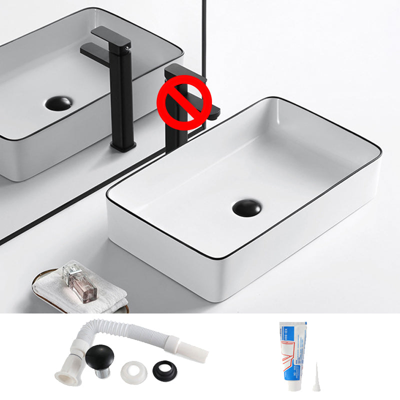 Modern Vessel Bathroom Sink Rectangular Porcelain Drain Assembly and Faucet Wash Stand 21"L x 15"W x 6"H Sink Clearhalo 'Bathroom Remodel & Bathroom Fixtures' 'Bathroom Sinks & Faucet Components' 'Bathroom Sinks' 'bathroom_sink' 'Home Improvement' 'home_improvement' 'home_improvement_bathroom_sink' 6423540