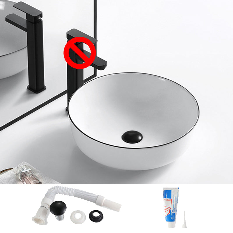 Modern Vessel Bathroom Sink Rectangular Porcelain Drain Assembly and Faucet Wash Stand 16.3"L x 16.3"W x 5.1"H Sink Clearhalo 'Bathroom Remodel & Bathroom Fixtures' 'Bathroom Sinks & Faucet Components' 'Bathroom Sinks' 'bathroom_sink' 'Home Improvement' 'home_improvement' 'home_improvement_bathroom_sink' 6423550
