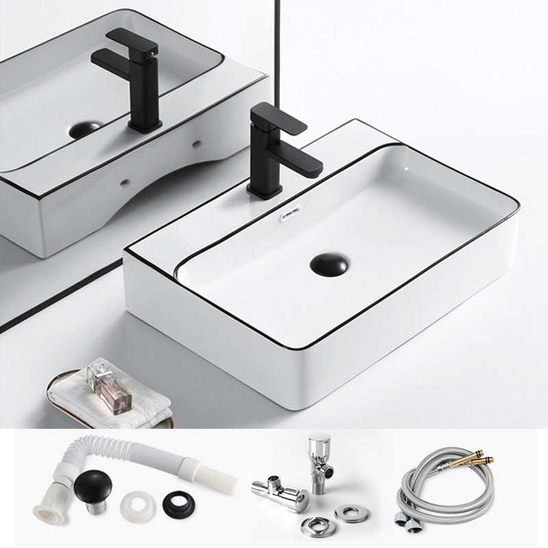 Modern Vessel Bathroom Sink Rectangular Porcelain Drain Assembly and Faucet Wash Stand 20"L x 17"W x 5"H Sink with Faucet Clearhalo 'Bathroom Remodel & Bathroom Fixtures' 'Bathroom Sinks & Faucet Components' 'Bathroom Sinks' 'bathroom_sink' 'Home Improvement' 'home_improvement' 'home_improvement_bathroom_sink' 6423561