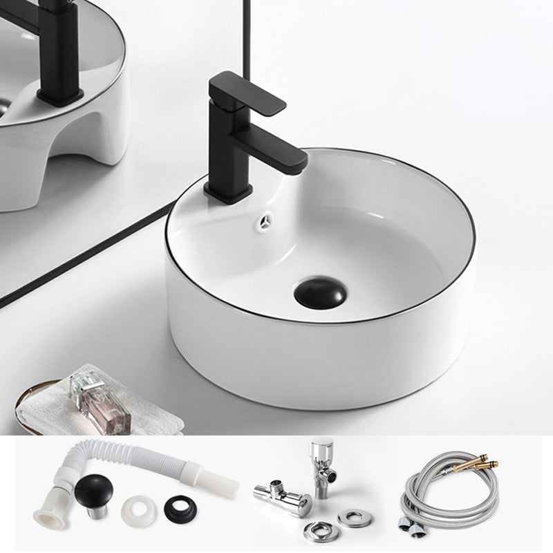 Modern Vessel Bathroom Sink Rectangular Porcelain Drain Assembly and Faucet Wash Stand 15.7"L x 15.7"W x 5.5"H Sink with Faucet Clearhalo 'Bathroom Remodel & Bathroom Fixtures' 'Bathroom Sinks & Faucet Components' 'Bathroom Sinks' 'bathroom_sink' 'Home Improvement' 'home_improvement' 'home_improvement_bathroom_sink' 6423567