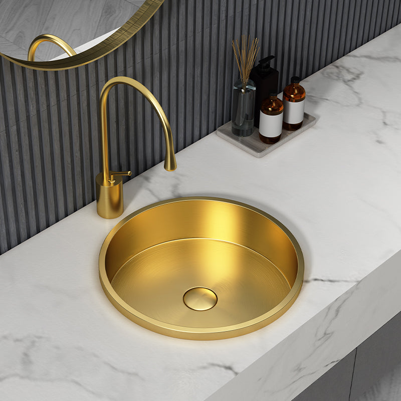 Modern No Craftsmanship Wash Stand Metal Round Bathroom Sink Clearhalo 'Bathroom Remodel & Bathroom Fixtures' 'Bathroom Sinks & Faucet Components' 'Bathroom Sinks' 'bathroom_sink' 'Home Improvement' 'home_improvement' 'home_improvement_bathroom_sink' 6423624