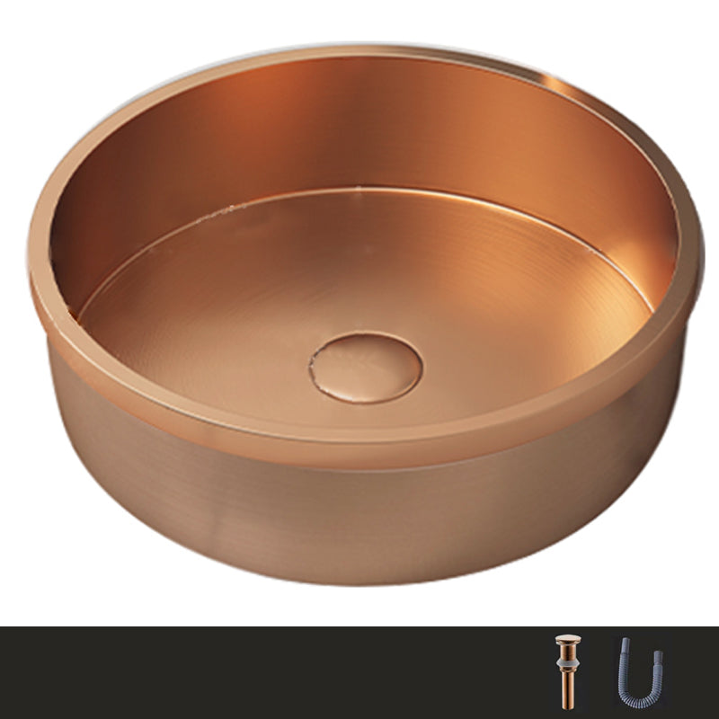 Modern No Craftsmanship Wash Stand Metal Round Bathroom Sink Rose Gold None Sink Clearhalo 'Bathroom Remodel & Bathroom Fixtures' 'Bathroom Sinks & Faucet Components' 'Bathroom Sinks' 'bathroom_sink' 'Home Improvement' 'home_improvement' 'home_improvement_bathroom_sink' 6423630