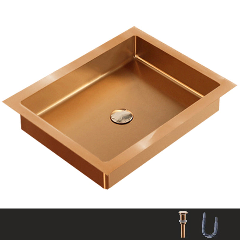 Metal Trough Bathroom Sink Modern Rectangular Trough Bathroom Sink Rose Gold None Sink Clearhalo 'Bathroom Remodel & Bathroom Fixtures' 'Bathroom Sinks & Faucet Components' 'Bathroom Sinks' 'bathroom_sink' 'Home Improvement' 'home_improvement' 'home_improvement_bathroom_sink' 6423665